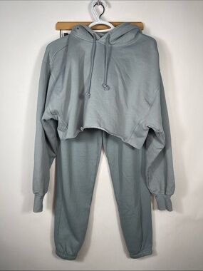TNA Cropped Hoodie & Jogger Set in Sage Green
